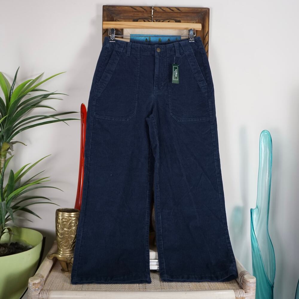 LL Bean navy blue corduroy wide leg 207 vintage corduroy